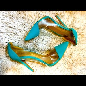Turquoise heels with PVC